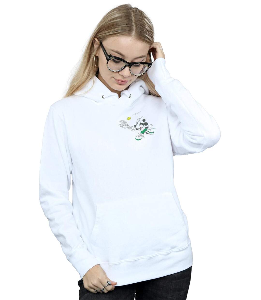 Disney Pull à capuche à imprimé poitrine de tennis Minnie Mouse - Femmes/Ladies (Blanc) - UTBI11364-2