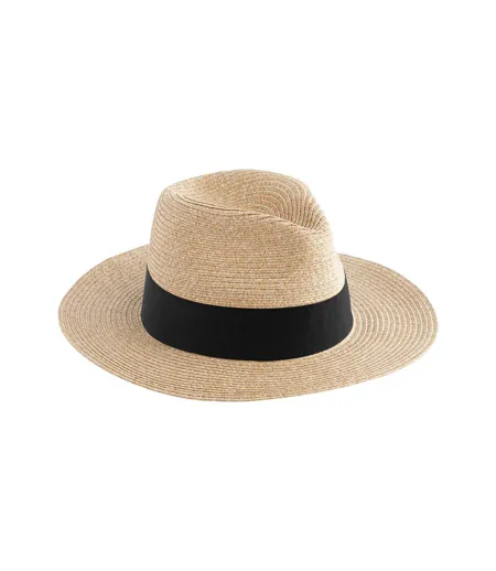 Fédora Motif/style Paille Noir Naturel Beechfield