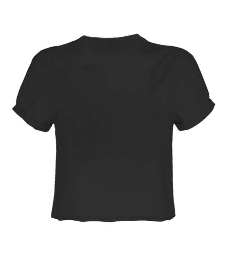 Womens/ladies Demonic Ghost Crop Top Charcoal Amplified
