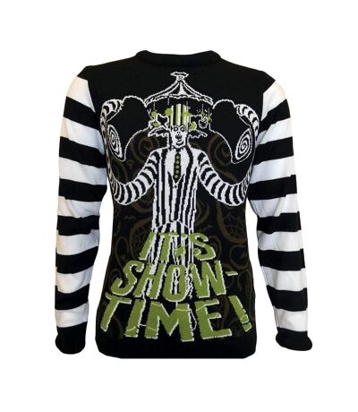 Beetlejuice Unisex Adult Showtime Knitted Sweater (Black/White/Green)