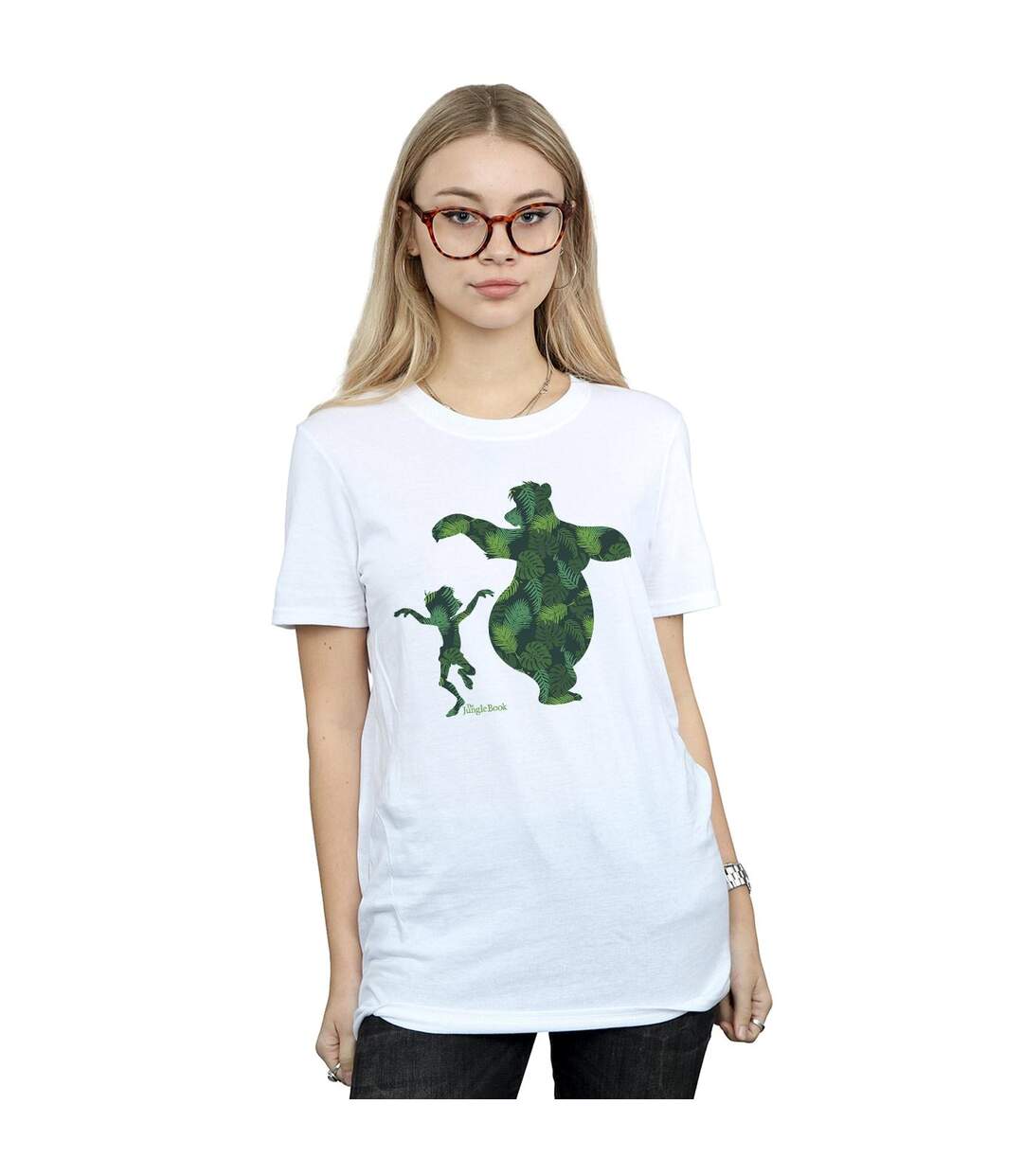 Disney Womens/Ladies The Jungle Book Mowgli And Baloo Dance Cotton Boyfriend T-Shirt (Blanc) - UTBI28328-2
