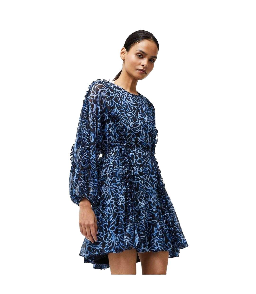 Robe Courte Motif/style Floral Abstrait Femme Bleu Marine French Connection-4