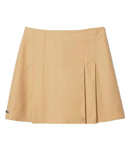 Womens/ladies Short Cotton Pleated Skirt Beige Lacoste