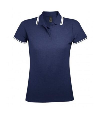 Polo manches courtes pasadena femme bleu marine/blanc SOLS