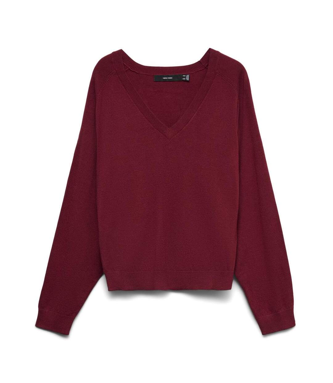 Pull bordeaux femme vero moda holly karis-1