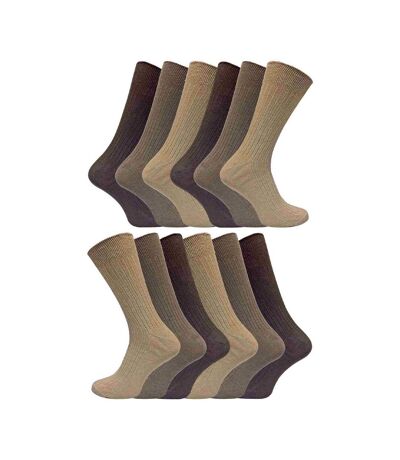 Sock Snob - 12 Paires Homme Chaussettes Coton Respirant Unies Côtelées