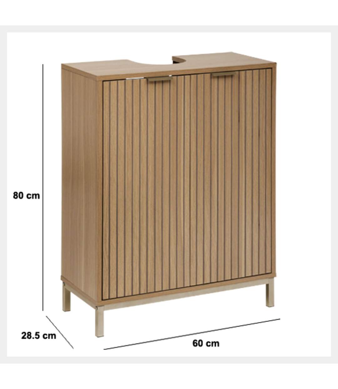 Meuble lavabo 2 portes en bois TASSO - Beige-3