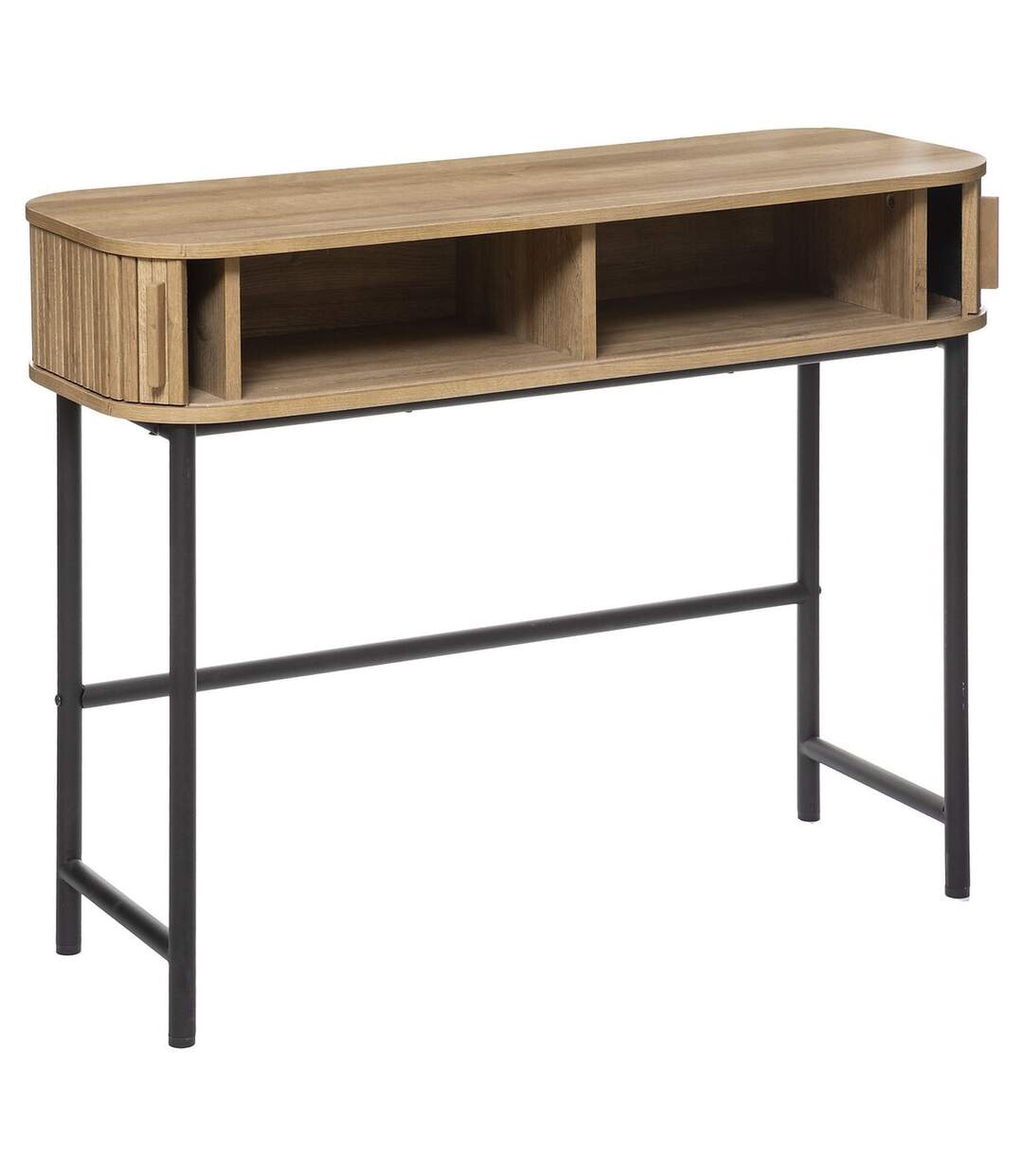 Console 2 portes coulissante Colva - Marron et noir-1