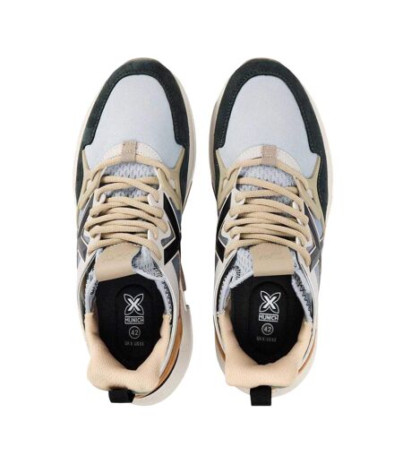 Mens Clik Suede Trainers White Grey Munich