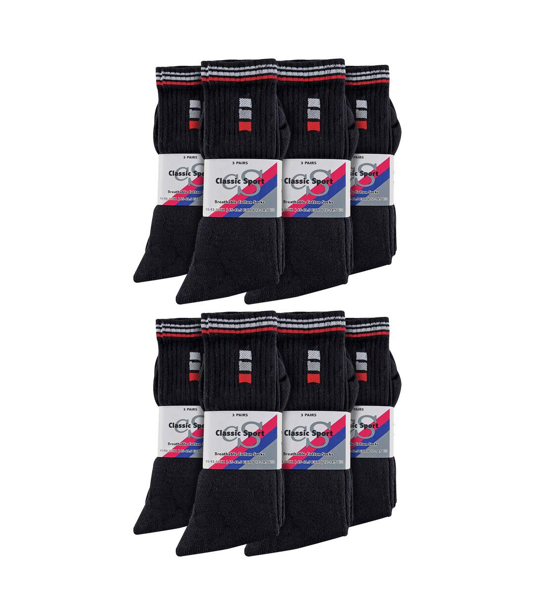 Lot de 24 paires de chaussettes de sport classiques pour hommes-2