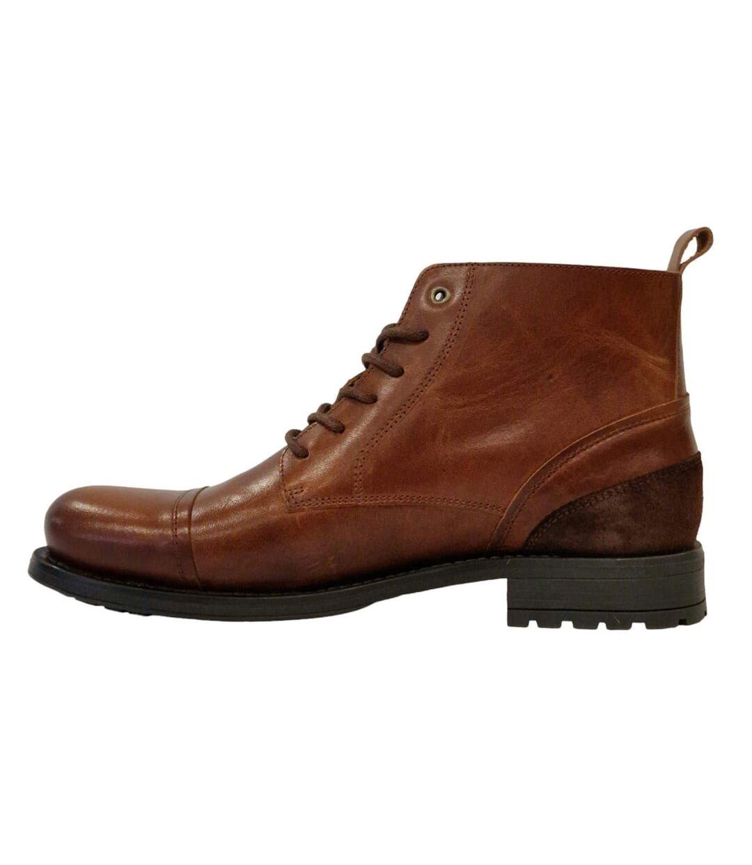Mens Focus Leather Block Heel Boots Tan Firetrap-3