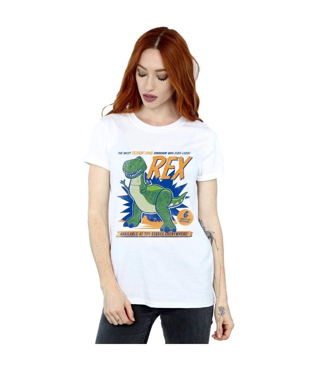 Disney Femme/Ladies Toy Story 4 Rex Terrifying Dinosaur Cotton Boyfriend T-Shirt (Blanc) - UTBI46991-2