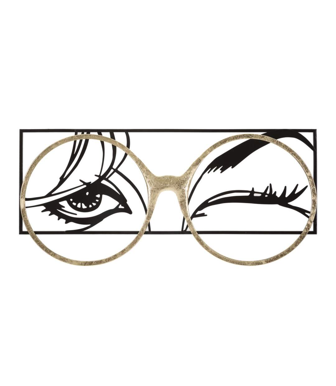Décoration Murale Encadrée en Métal Eyewear 89cm Noir & Or-1