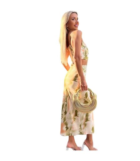 Womens/ladies Marble Polyester Asymmetric Cut Out Midi Dress Multicoloured AX Paris