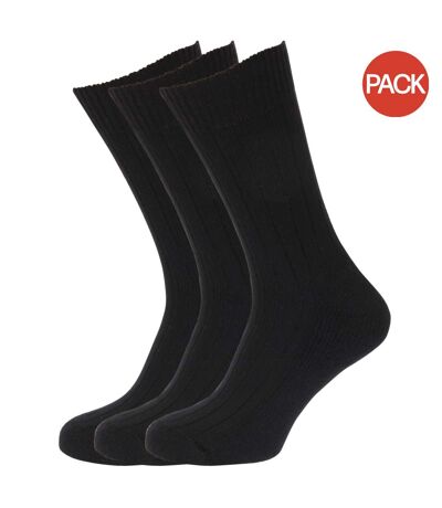 Lot de 3 Chaussettes rembourrées en mélange de laine paires homme noir Universal Textiles