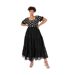 Womens/ladies Square Neck Short-sleeved Midi Dress Black Lovedrobe-1