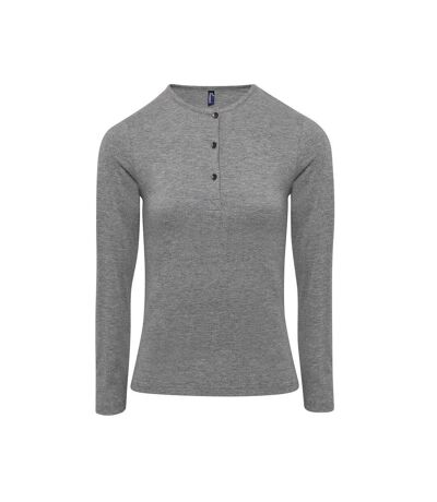 T-shirt henley manches retroussables - Femme - PR318 - gris