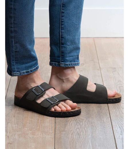 Isotoner Sandales homme semelle intérieure cuir, patch talon confort everywear et soutien voute plantaire, sandales de marche