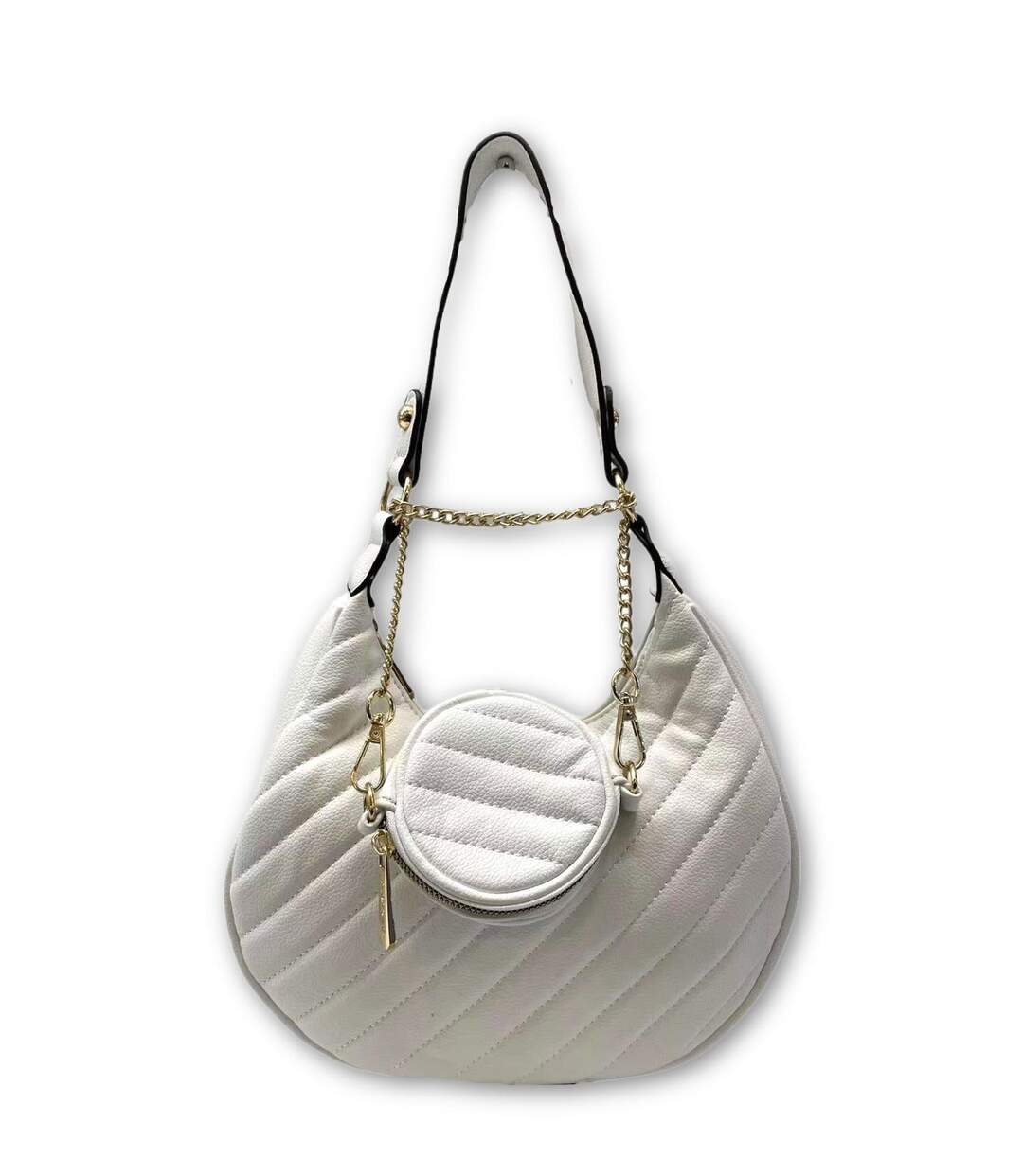 Sac à main femme  - Sac portée mains ou épaules en simili cuir de couleur blanc