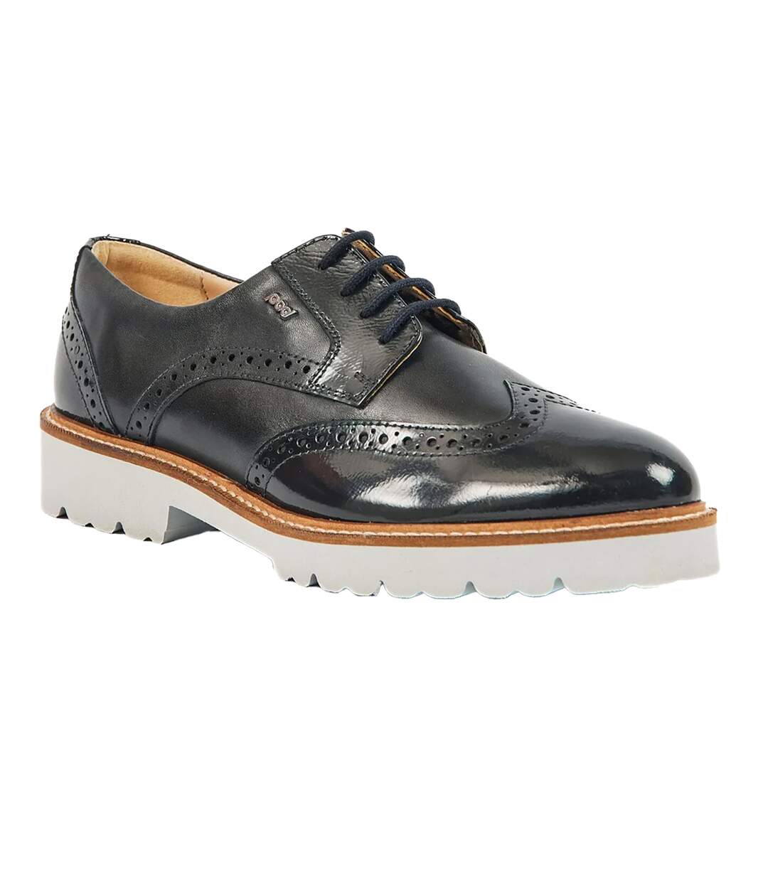 Mens Kortney Leather Brogues Navy Patent POD-1