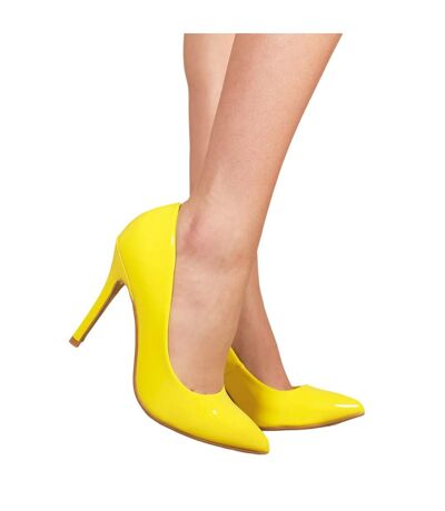 Where´s that from womens/ladies leah patent faux leather high heel pumps yellow Where's That From