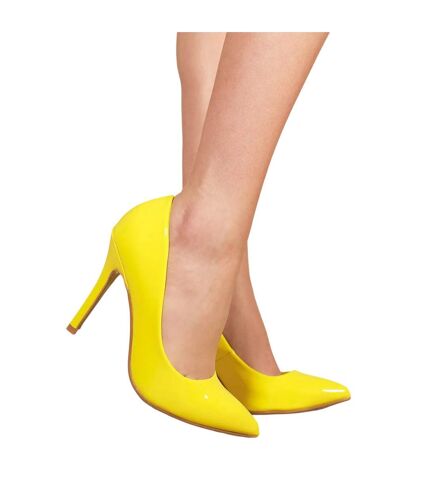 Where´s that from womens/ladies leah patent faux leather high heel pumps yellow Where's That From