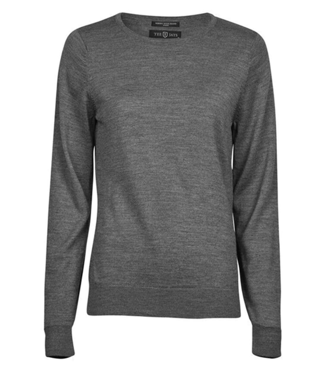 Pull col rond - Femme - TJ6006 - gris mélange-2