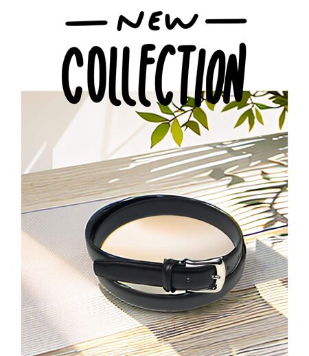 Ceinture en cuir noir homme - Sangle réglable