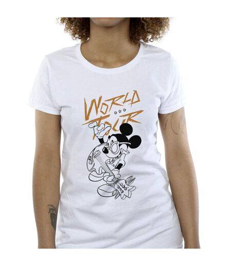 Disney T-shirt en coton Mickey Mouse World Tour Line - Femmes/Dames (Blanc) - UTBI33829