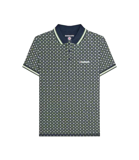 Polo Motif/style Géométrique Homme Bleu Marine Basilic Lambretta