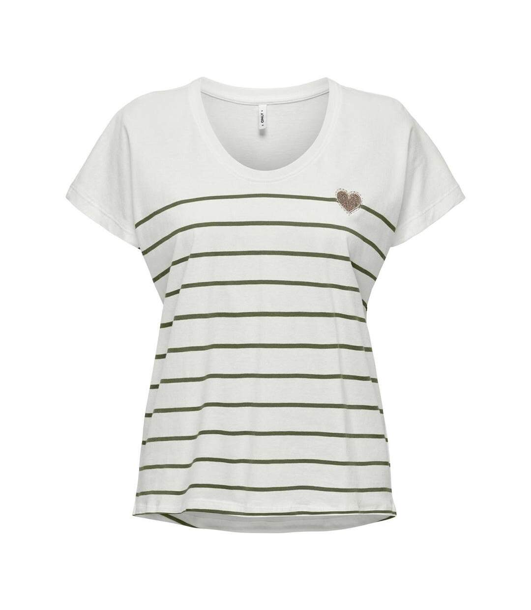 T-Shirt blanc/vert femme only emily-1