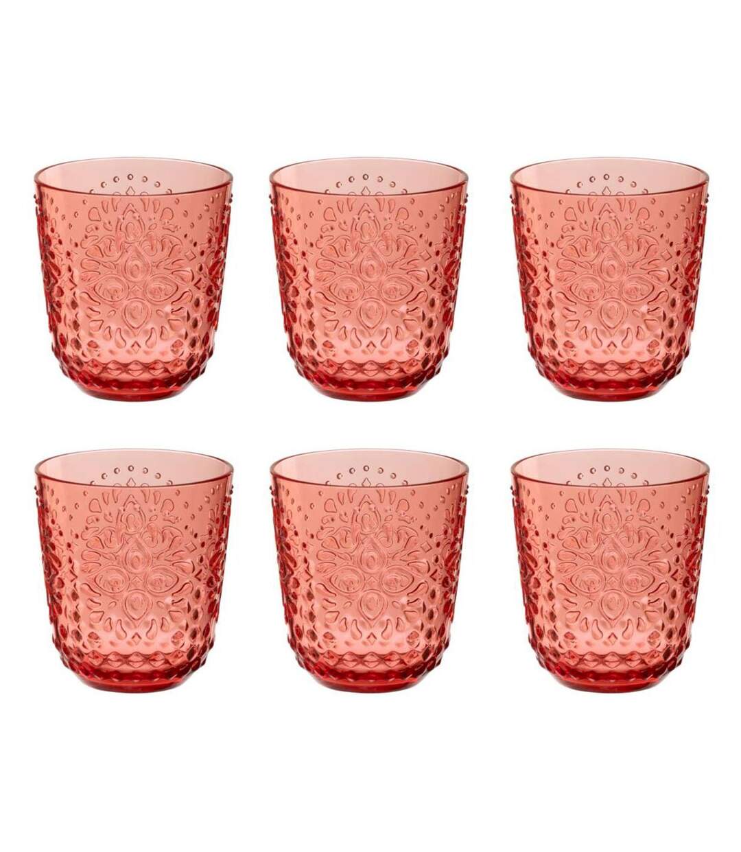 Lot de 6 Verres Réutilisables Barbra 47,3cl Rouge-1