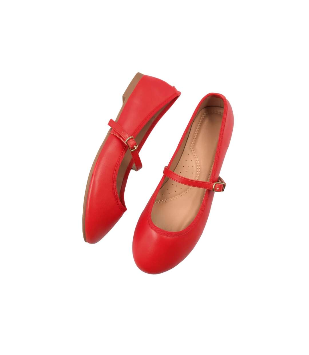 Where´s that from womens/ladies josie faux leather straps ballerina flats red Where's That From-2