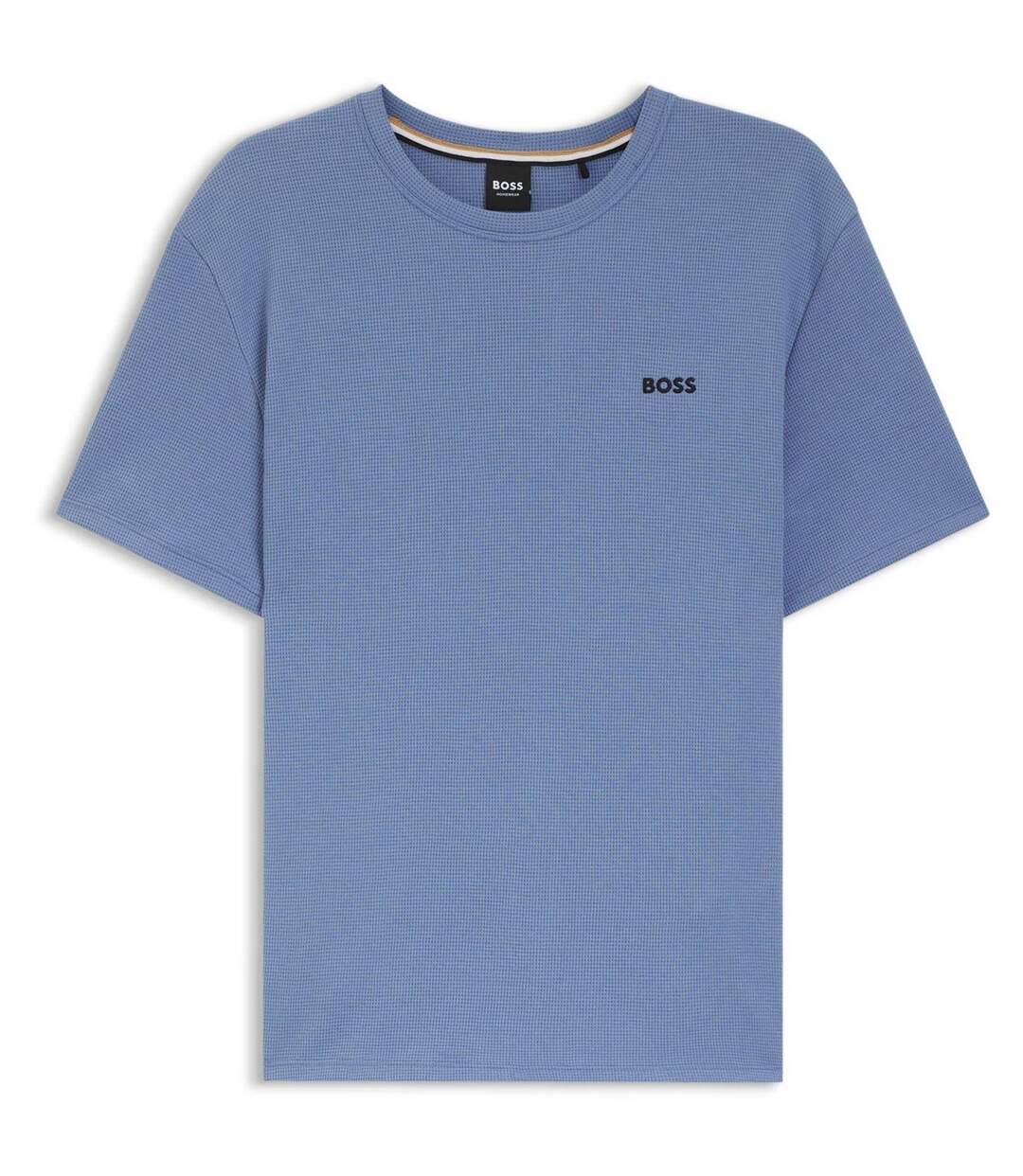 Mens Waffle Knit Pyjama Top Pastel Blue Boss-1