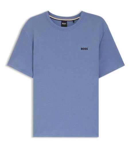 Mens Waffle Knit Pyjama Top Pastel Blue Boss