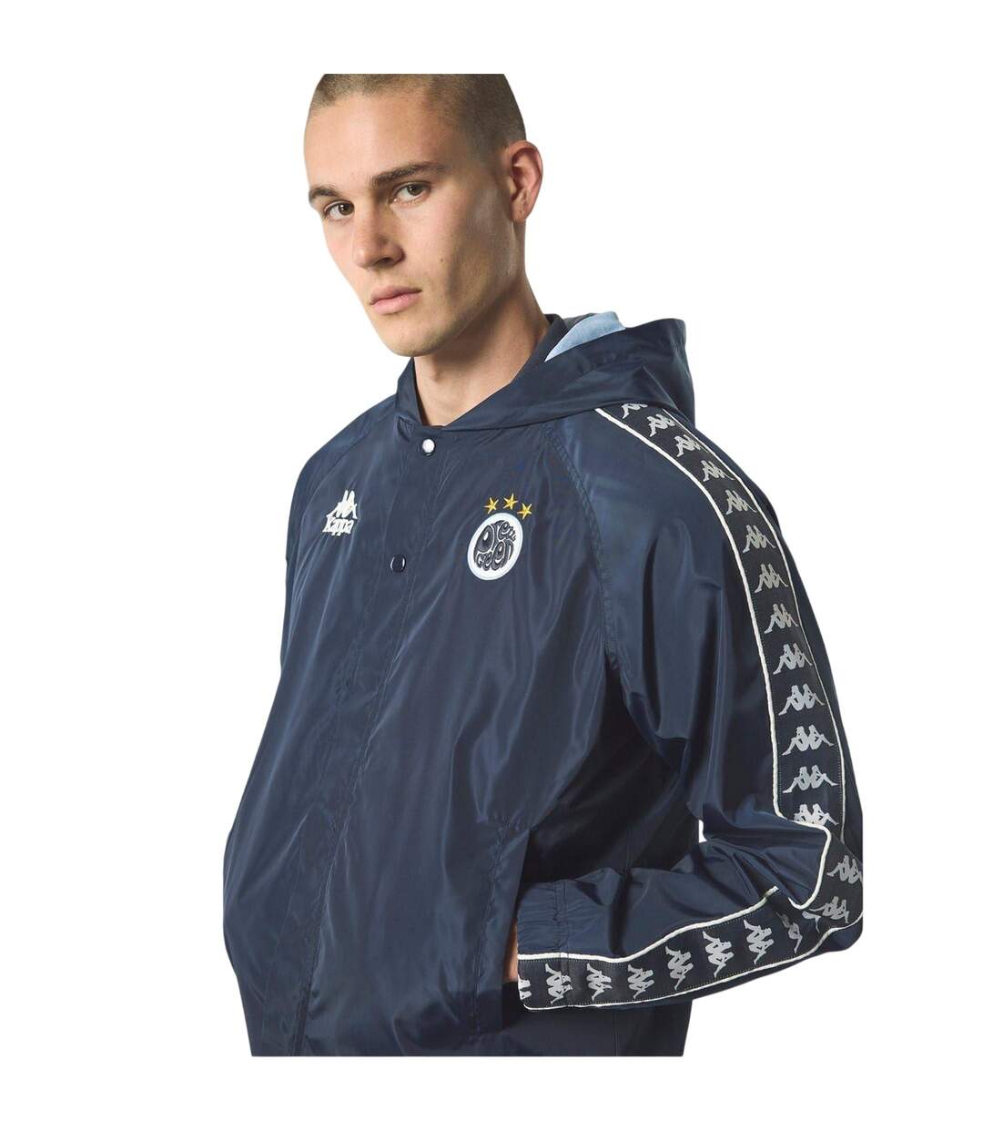 Veste À Capuche Manches Longues Homme Bleu Blanc Kappa-4