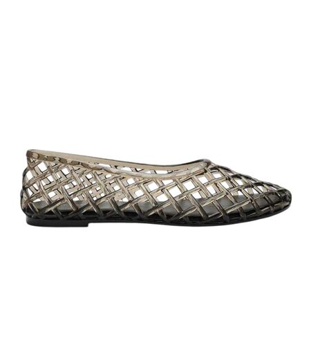 Womens/ladies Clear Jelly Ballet Flats Black Where´s That From