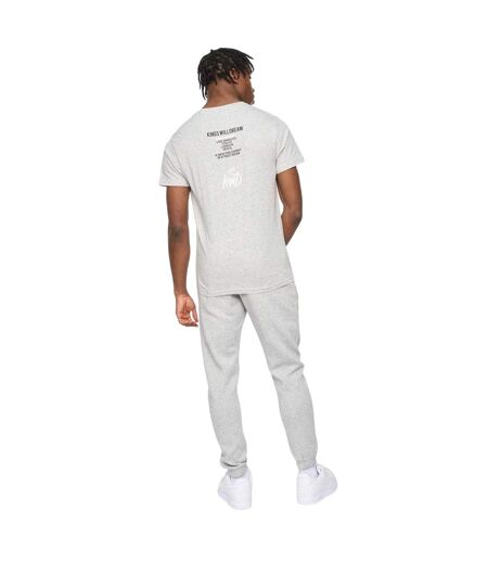 Mens Back Print Cotton T-shirt Grey Marl Kings Will Dream