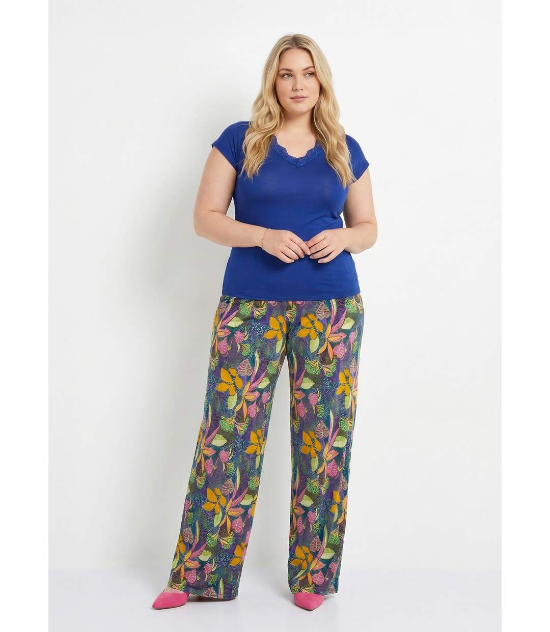 Pantalon fluide taille élastiquée maille-3