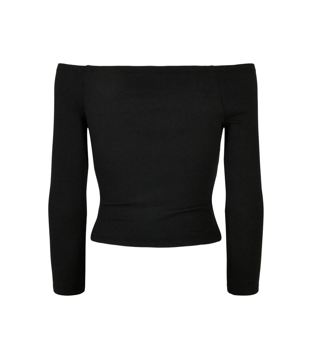 Womens/ladies Ribbed Off Shoulder Long-sleeved Top Black Urban Classics-2