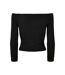 Womens/ladies Ribbed Off Shoulder Long-sleeved Top Black Urban Classics-2