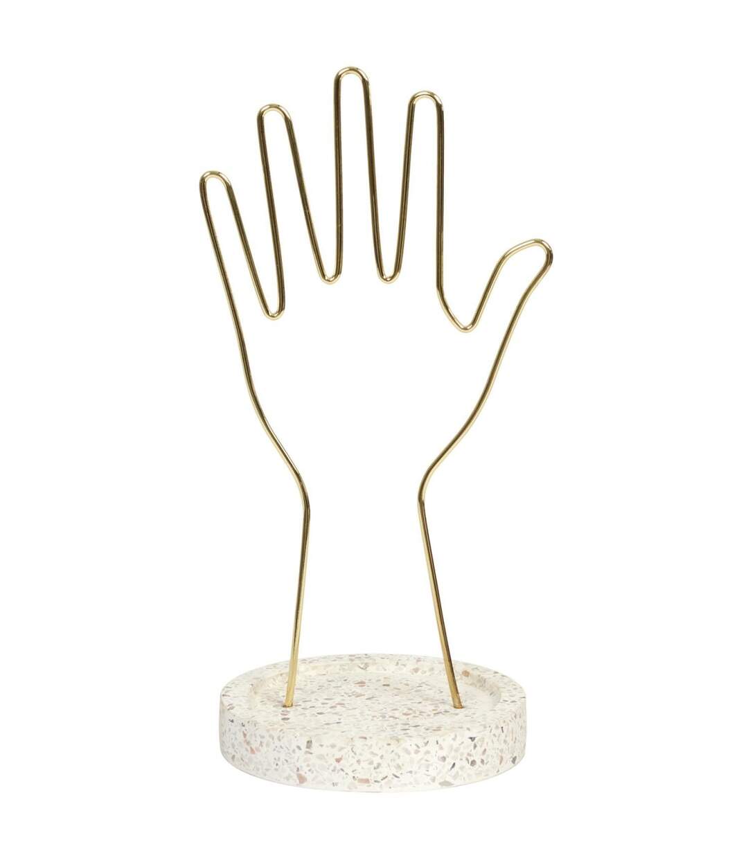 Porte-Bijoux Main Terrazzo 28cm Or & Blanc-2