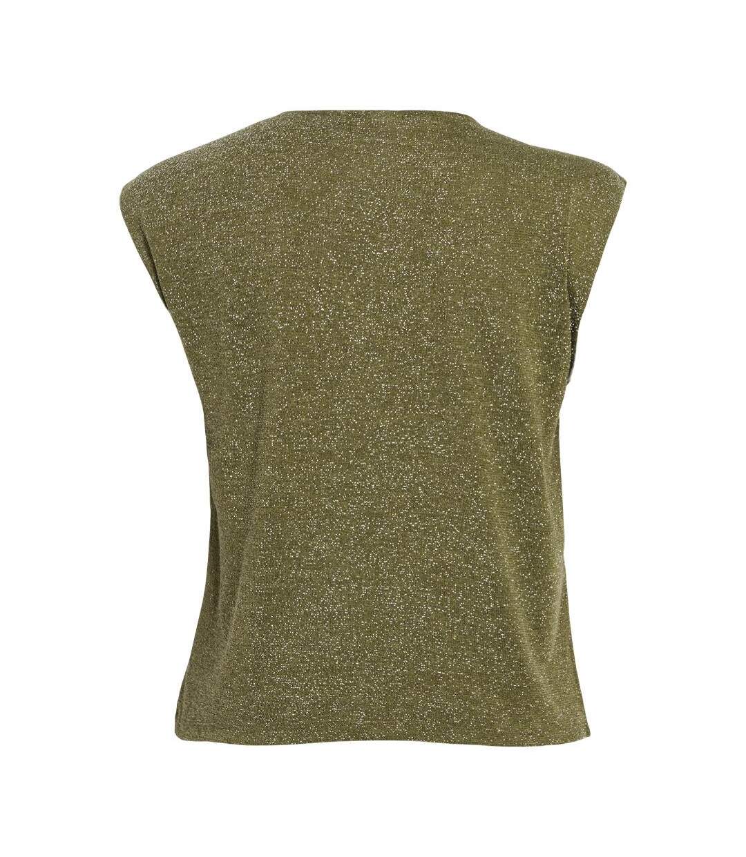 Top pailleté kaki femme vila neck-2