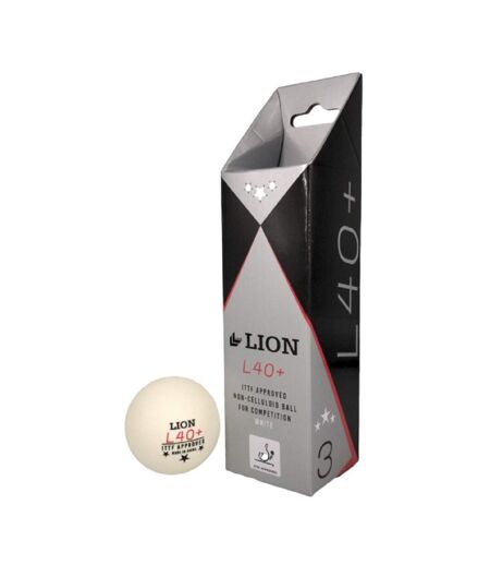 Lion L40+ Table Tennis Balls (Pack of 3) (White) (One Size) - UTCS903
