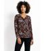 T-shirt stretch col V imprimé abstrait-1