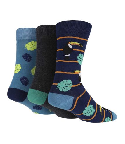 Wild Feet - 3 Pk Mens Novelty Patterned Bamboo Socks