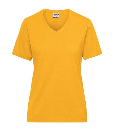 T-shirt de travail Bio col V - Femme - JN1807 - jaune d'or