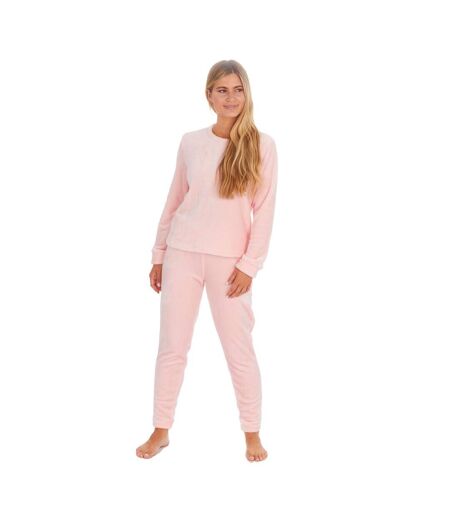 Womens/ladies Shimmer Finish Flannel Pyjamas Pink Forever Dreaming