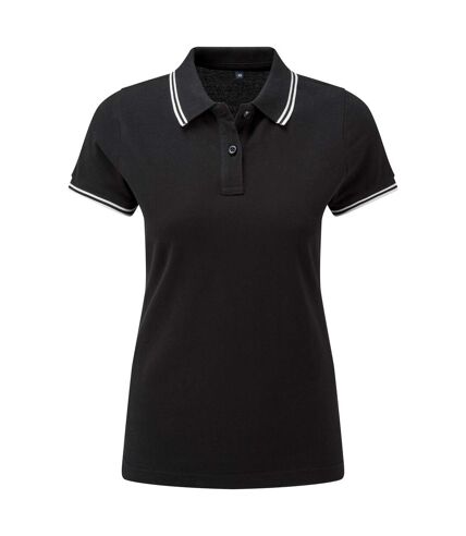 Asquith & Fox Womens/Ladies Classic Fit Tipped Polo (Black/White)