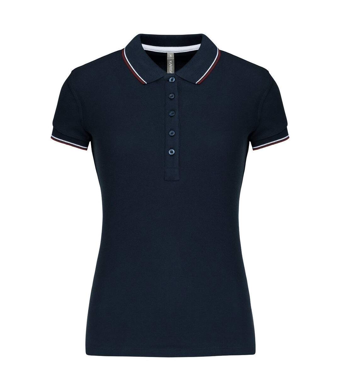 Polo manches courtes - Femme - K251 - bleu marine - rouge vin - blanc-1